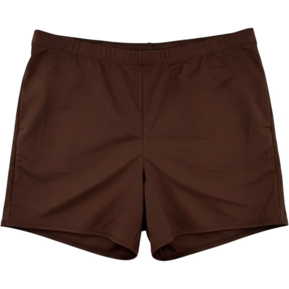 Skims Signature Swim Scoop Neck Bikini Top and Mid Rise Short Set Cocoa Brown 3X